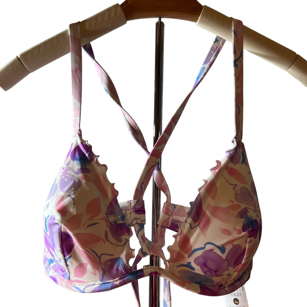 Shade & Shore Women's Floral Print Underwire Bikini Top - Size 34C - NWT